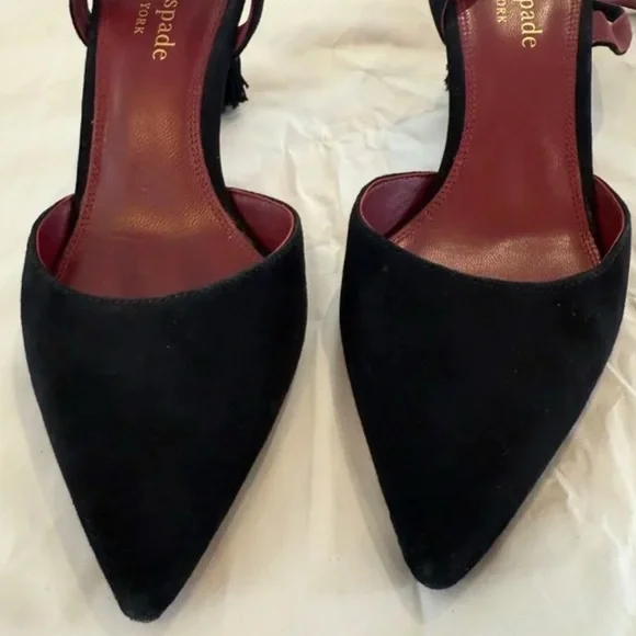 Kate Spade Voila Tassle Black Suede Women's Heels - Picture 11 of 11
